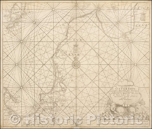 Historic Map - Hydrographisk PassCharta ofver en dehl af Ostersion, Ifran Reserhoft forbi/Extemely Swedish Sea Chart of Polish and Baltic Coastlines, 1737 - Vintage Wall Art