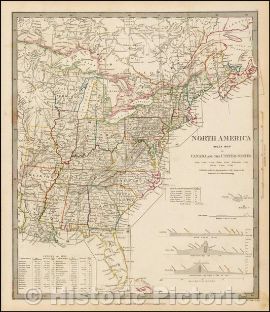 Historic Map - North America Index Map To Canada And The United States, 1831, SDUK v2