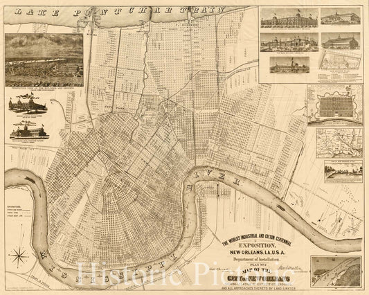 New Orleans - Centennial Exposition Map, 1885 ca | Historical Map Print