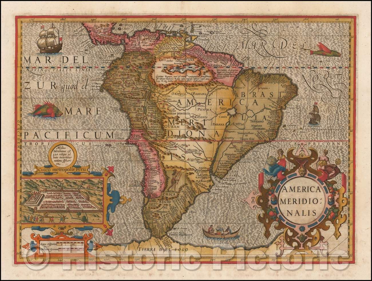 Historic Map - America Meridionalis, 1630, Jodocus Hondius v1