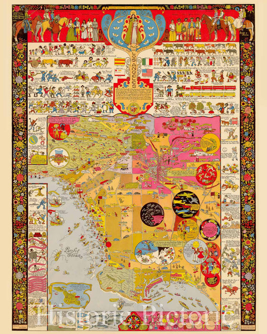 Los Angeles - Historic and Recreational Pictorial Map, 1942