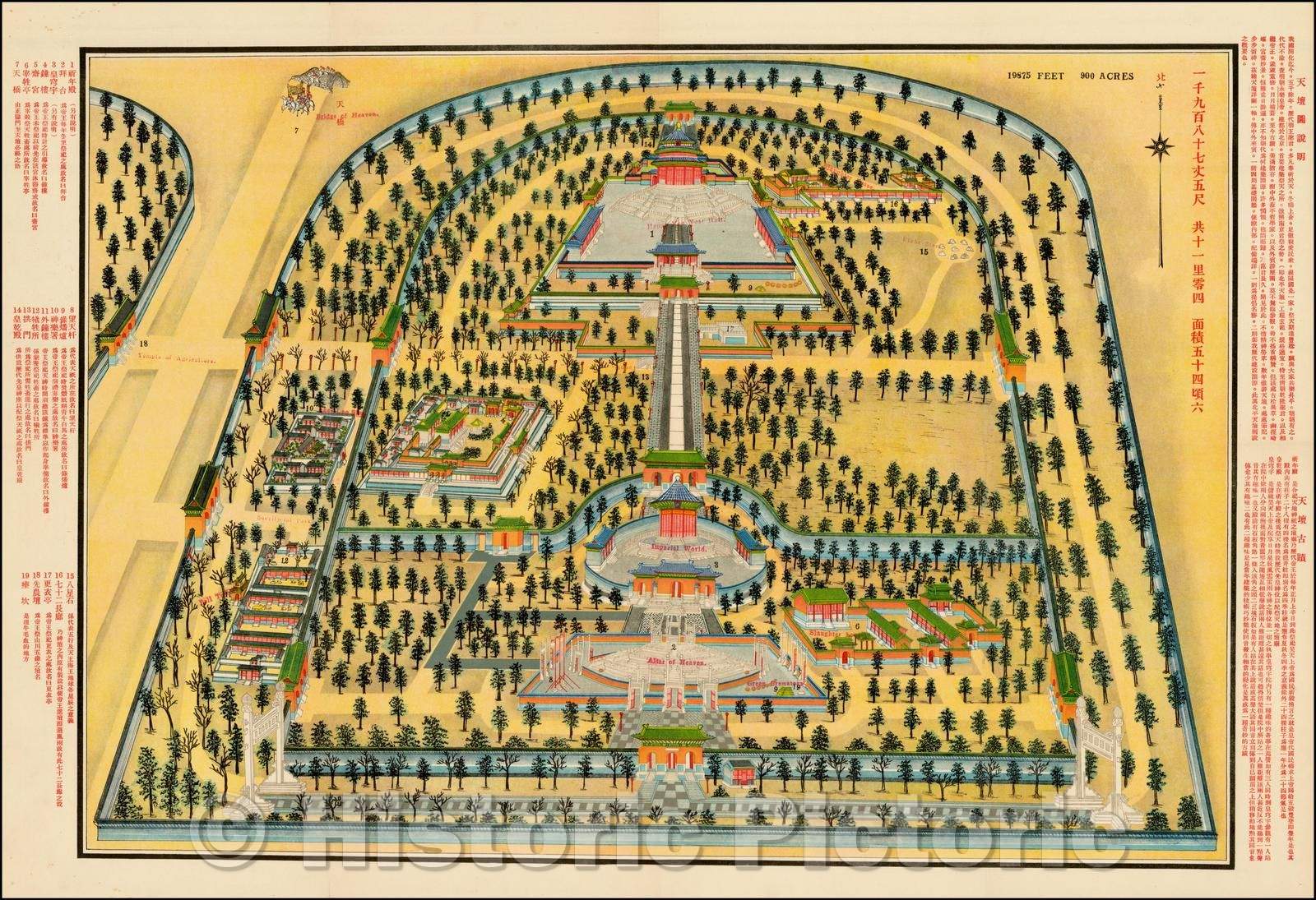 Historic Map - Sketch of the Temple of Heaven, 1938, Anonymous - Vintage Wall Art