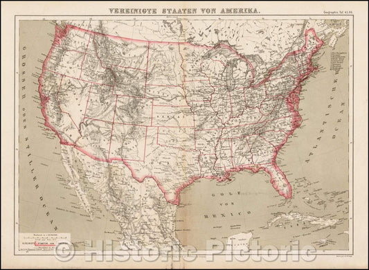 Historic Map - Vereinigte Staaten von Nord-Amerika. :: United States, identifying a number of Western Territories, prior to their becoming states.ming states, 1868 - Vintage Wall Art