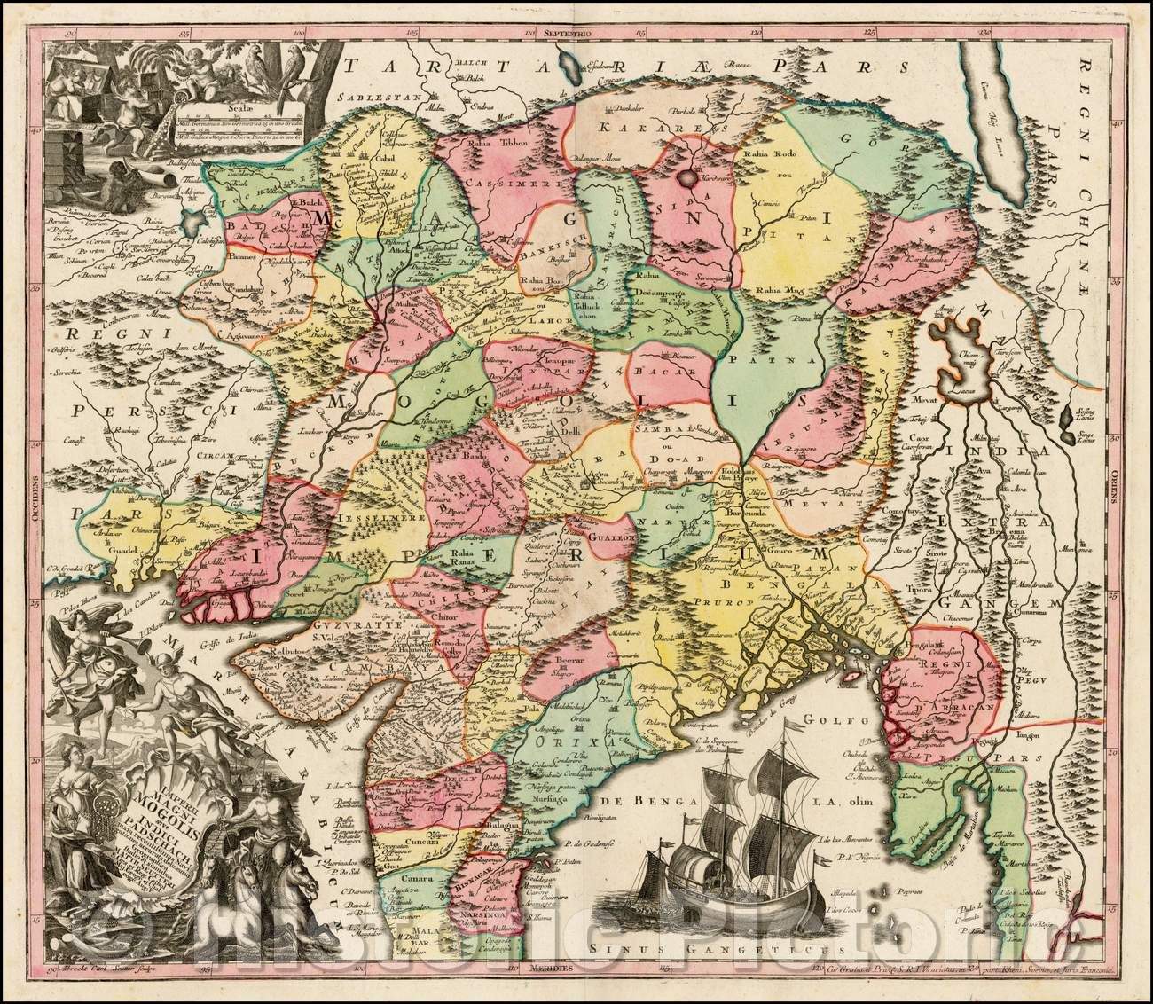 Historic Map - Imperii Magni Mogolis sive Indici Padschach juxta recentissimas Navigationes accurrata delineatio, 1728, Matthaus Seutter v1