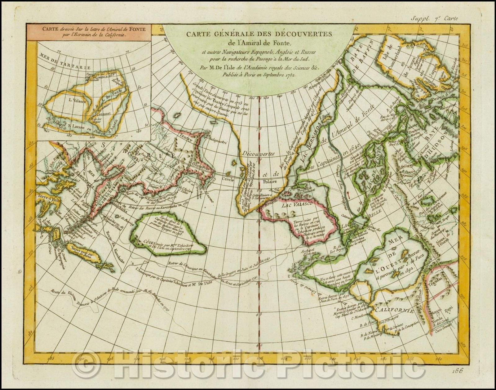 Historic Map - Decouvertes De L'Amiral De Fonte et autres Navigateurs Espagnols Anglois et Russes pour le recherche du Passage a la Mer du Sud, 1772 v5