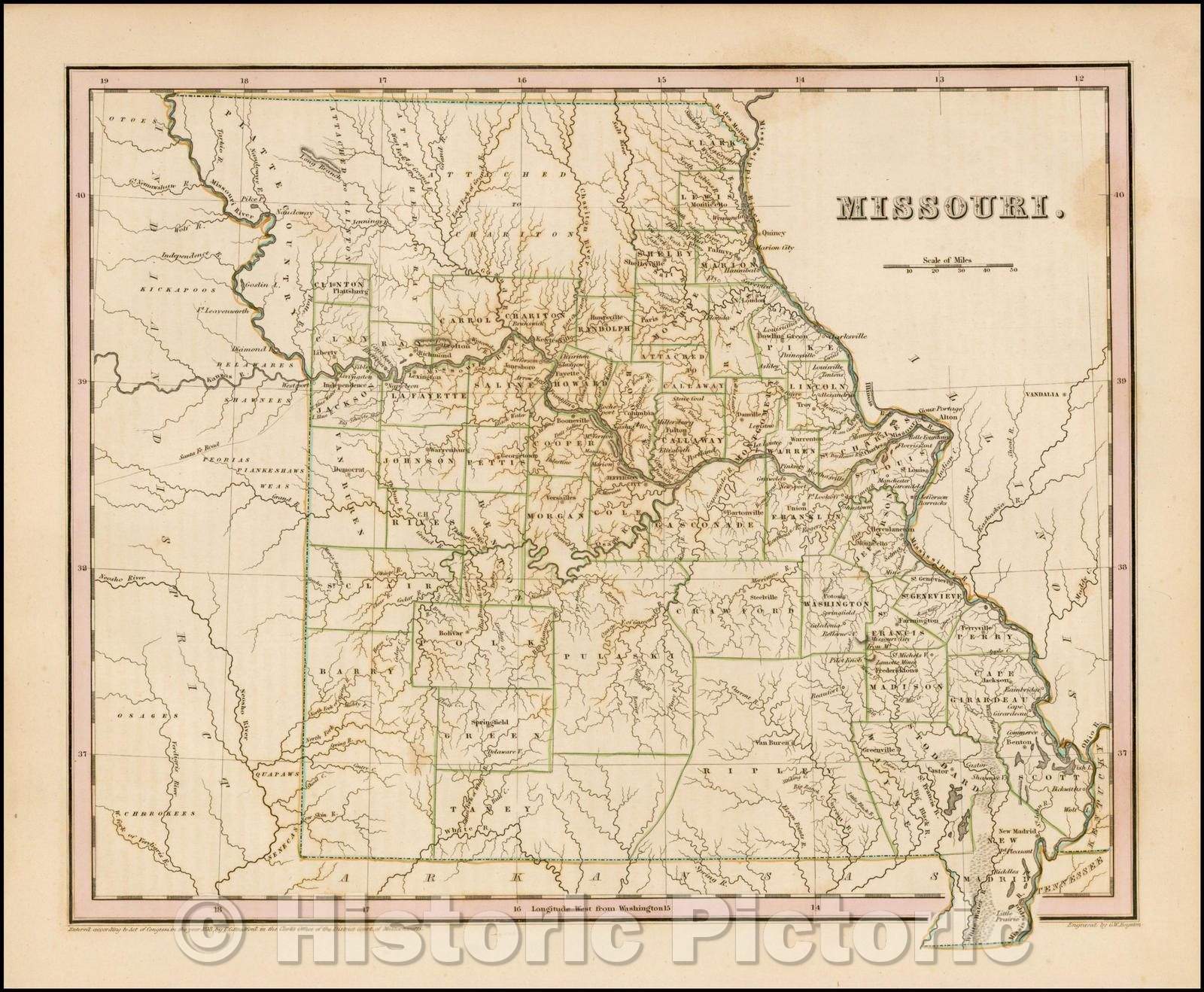 Historic Map - Missouri, 1838, Thomas Gamaliel Bradford v2