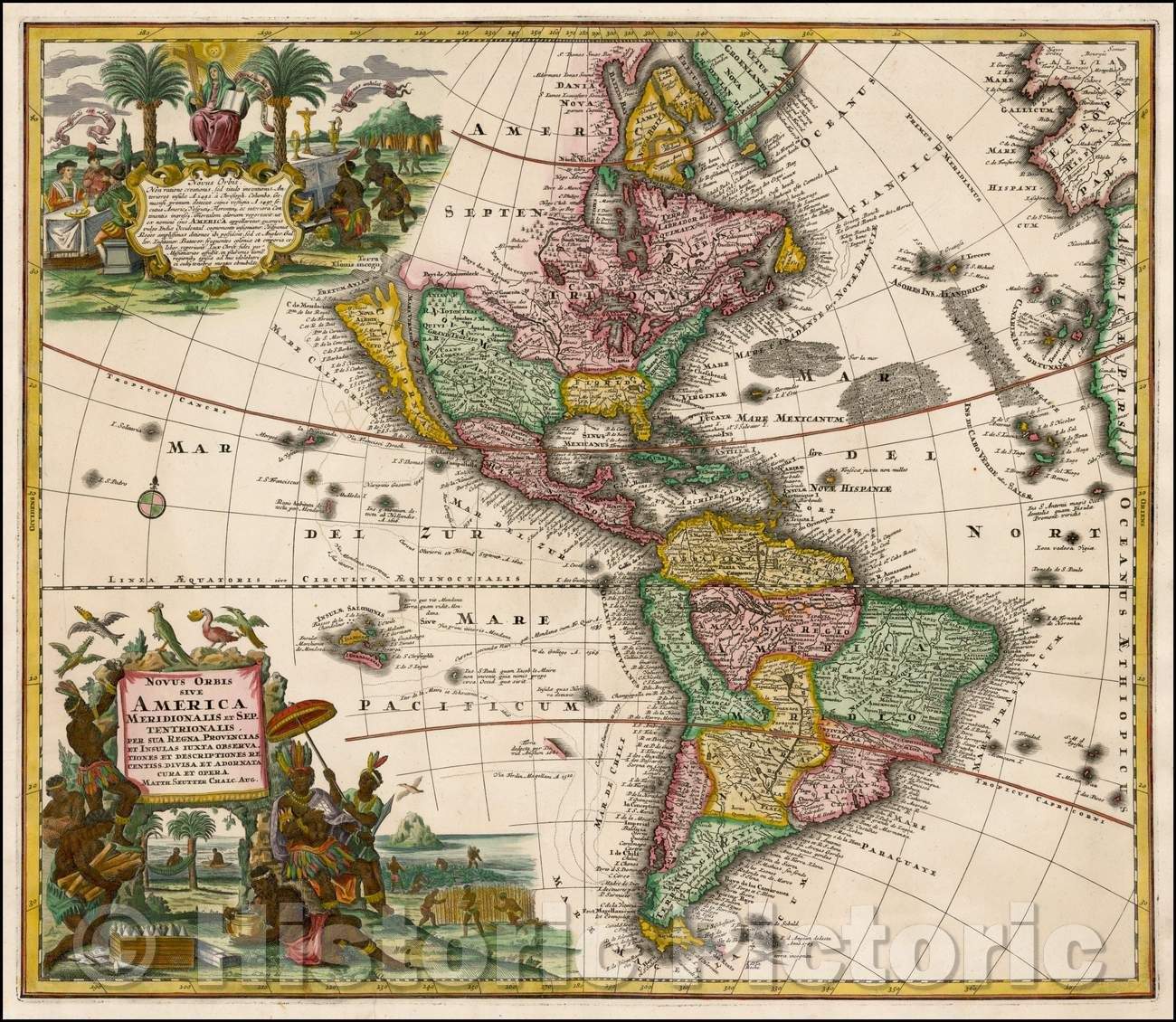 Historic Map - Novus Orbis Sive America Meridionalis et Septentrionalis, 1730, Matthaus Seutter v3