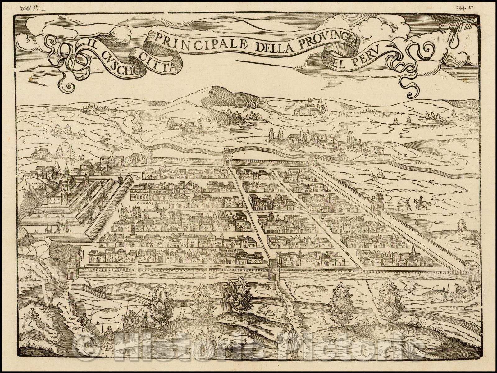 Historic Map - Il Cuscho Citta Principale Della Provincia Del Peru, 1556, Giovanni Battista Ramusio - Vintage Wall Art