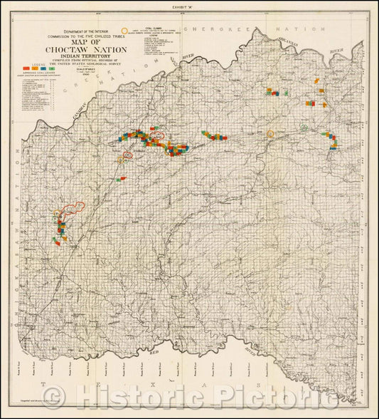 Historic Map - Map of the Choctaw Nation Indian Territory, 1900, United States Department of the Interior v2