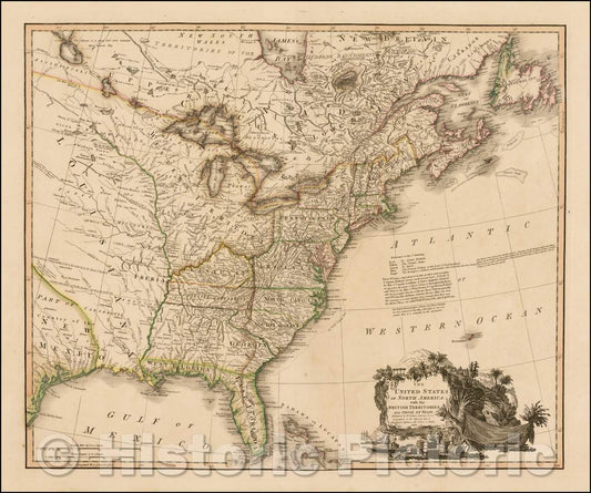 Historic Map - The United States of North America with the British Territories And Those of Spain, according to the Treaty, 1809, William Faden v2