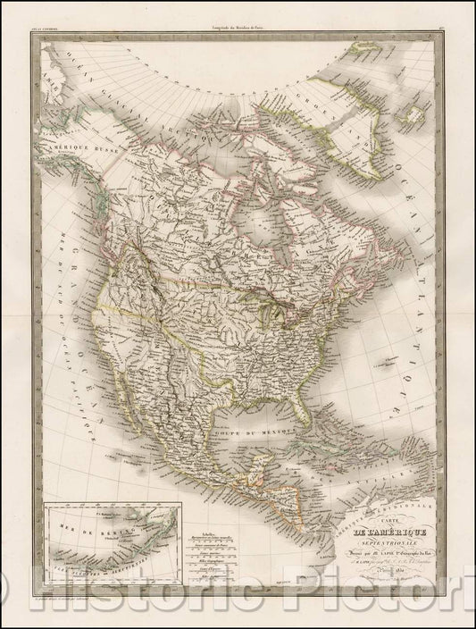 Historic Map - Carte de L'Amerique Septentrionale, 1830, Alexandre Emile Lapie - Vintage Wall Art