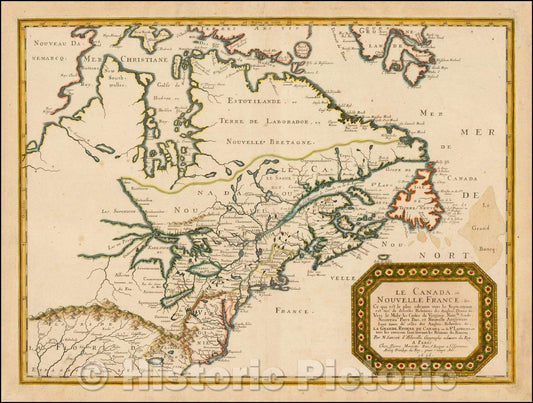 Historic Map - Le Canada ou Nouvelle France Ce qui set les plus advance vers le Septenrion est tier de dives Relations des Anglois, Danois, 1656, Nicolas Sanson v2