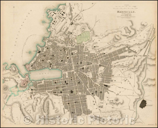 Historic Map - Marseille, France, 1840, SDUK v2