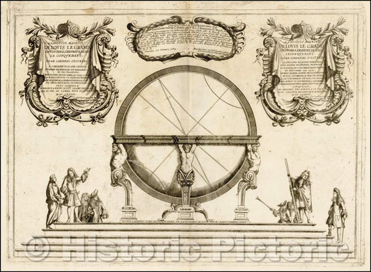 Historic Map - Diagram celebrating the completion of Coronelli's giant globes for Louis XIV, 1689, Vincenzo Maria Coronelli - Vintage Wall Art