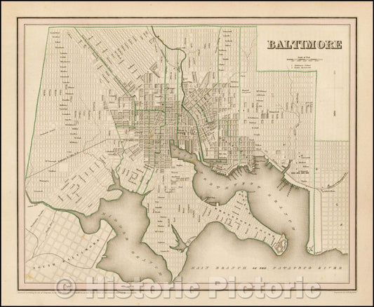 Historic Map - Baltimore, 1838, Thomas Gamaliel Bradford v2