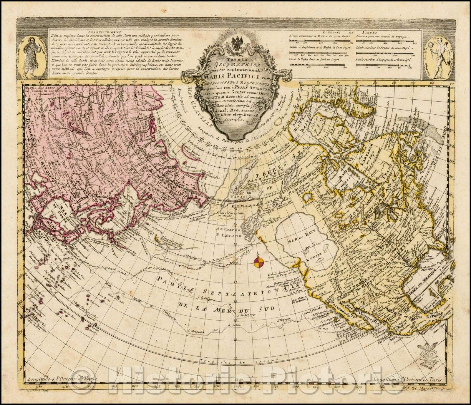 Historic Map - Tabula Geographica Partis Septentrionalis Maris Pacifici Cum Adjacentibus Regionibus nuperrime tam a Russis, 1752, Leonard Von Euler - Vintage Wall Art