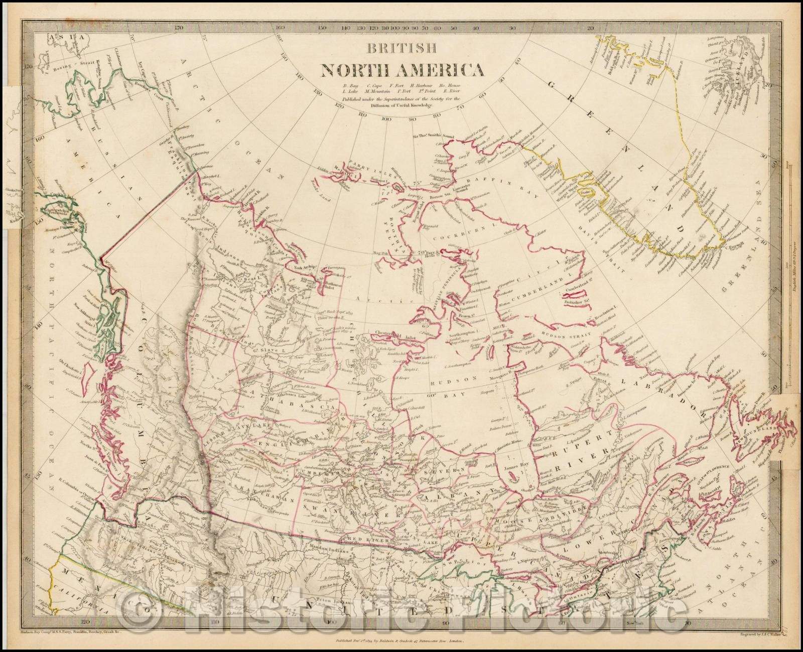Historic Map - British North America, 1834, SDUK - Vintage Wall Art