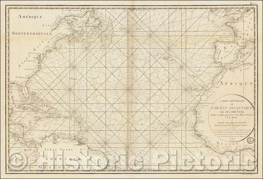 Historic Map - Carte Generale De L'Ocean Atlantique ou Occidental, Dresse au Depot general des Cartes Plans et Journaux de la Marine, 1786, Depot de la Marine v2