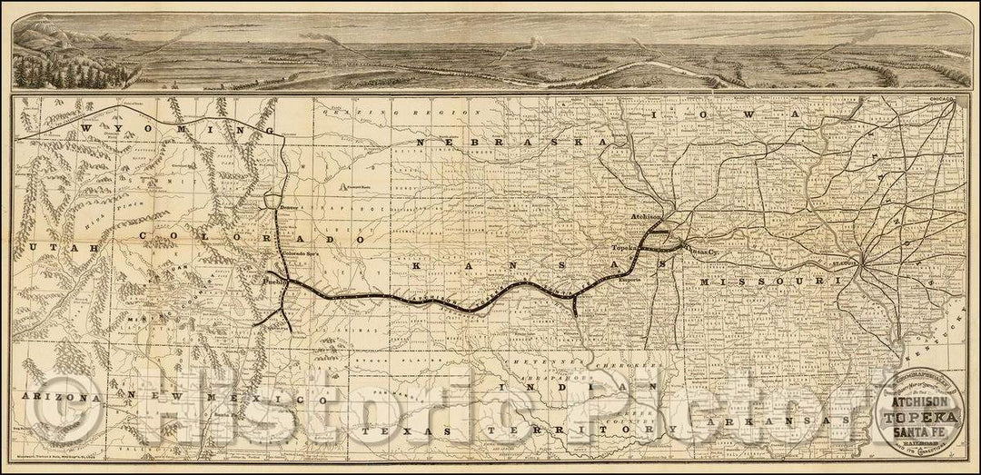 Historic Map - A Geographically Correct County Map of the States Traversed, 1877, Woodward, Tiernan & Hale - Vintage Wall Art