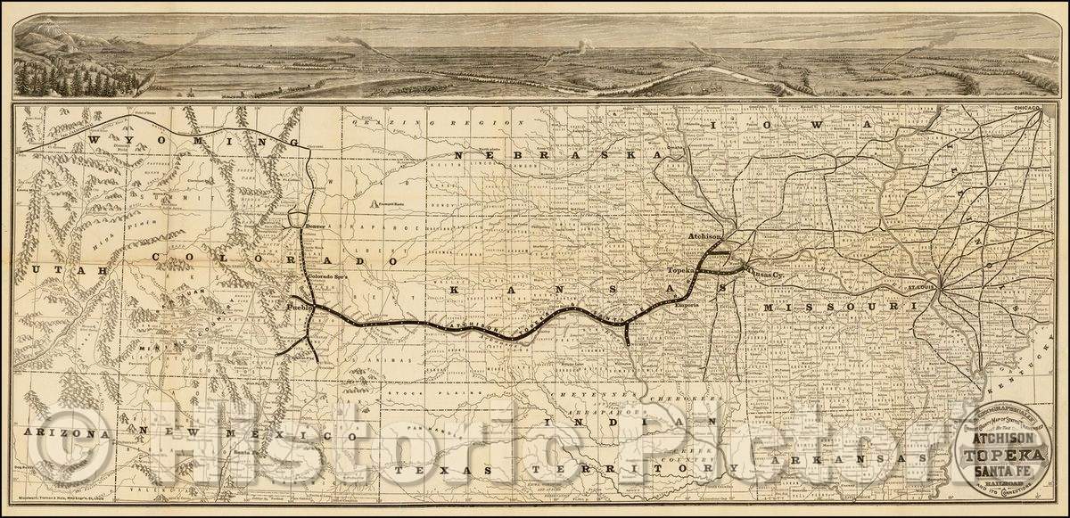 Historic Map - A Geographically Correct County Map of the States Traversed, 1877, Woodward, Tiernan & Hale - Vintage Wall Art