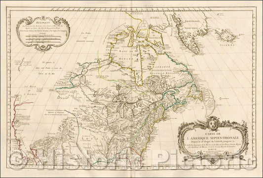 Historic Map - Carte de L'Amerique Septentrionale Depuis to 28 Degre de Latitude Jusqu'au, 1755, Jacques Nicolas Bellin v3