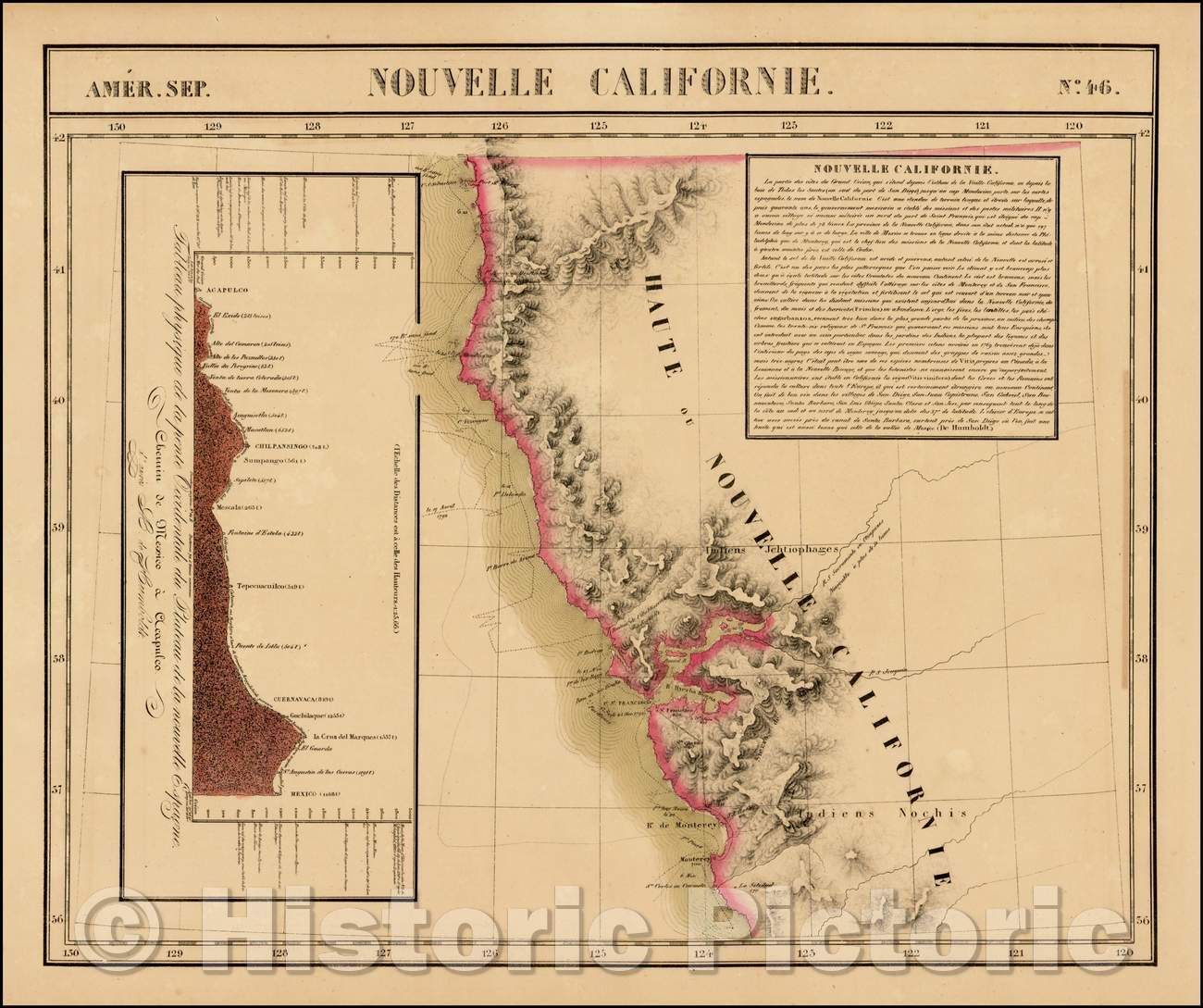 Historic Map - Amer. Sep. No. 46 Nouvelle Californie San Francisco & Monterey Bay Region, 1825, Philippe Marie Vandermaelen v3