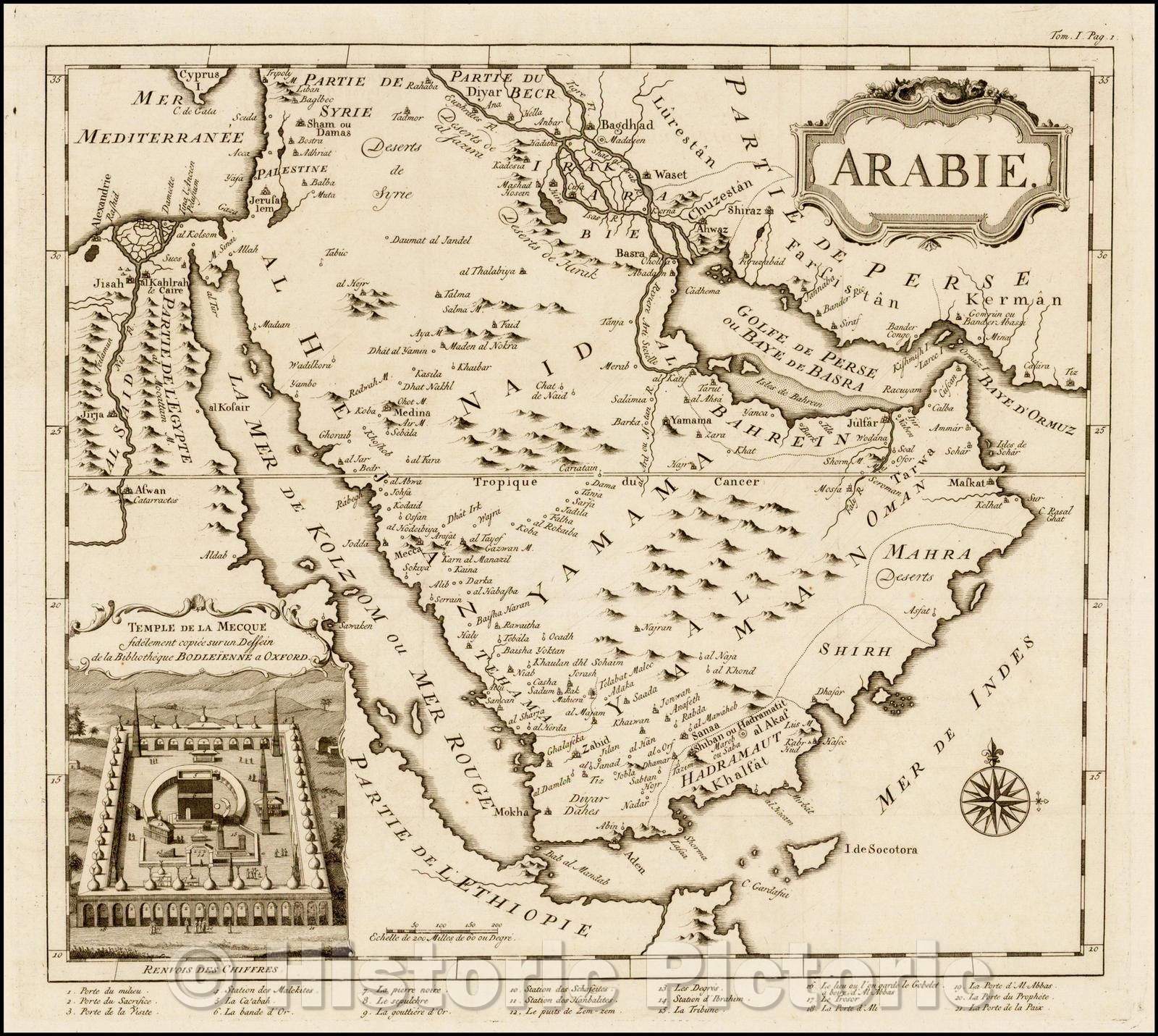 Historic Map - Arabie (inset of the Temple of Mecca), 1740, Anonymous - Vintage Wall Art