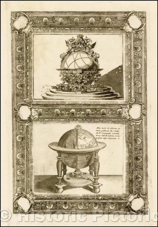 Historic Map - Coronelli's globes, Two Globe Views), 1624, Vincenzo Maria Coronelli - Vintage Wall Art