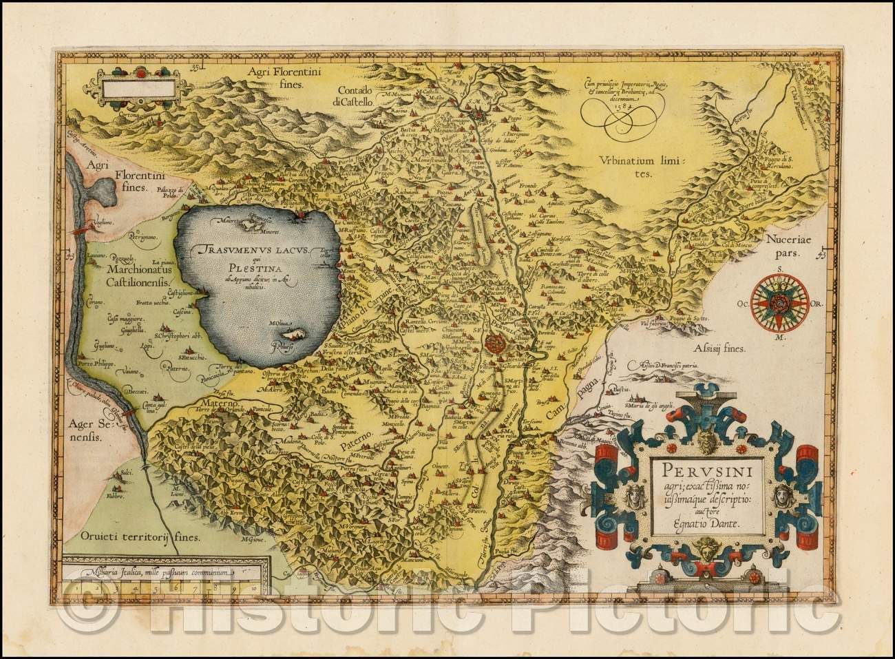 Historic Map - Perusini agri exactissima novissimaque descriptio auctore Egnatio Dante, 1584, Abraham Ortelius - Vintage Wall Art