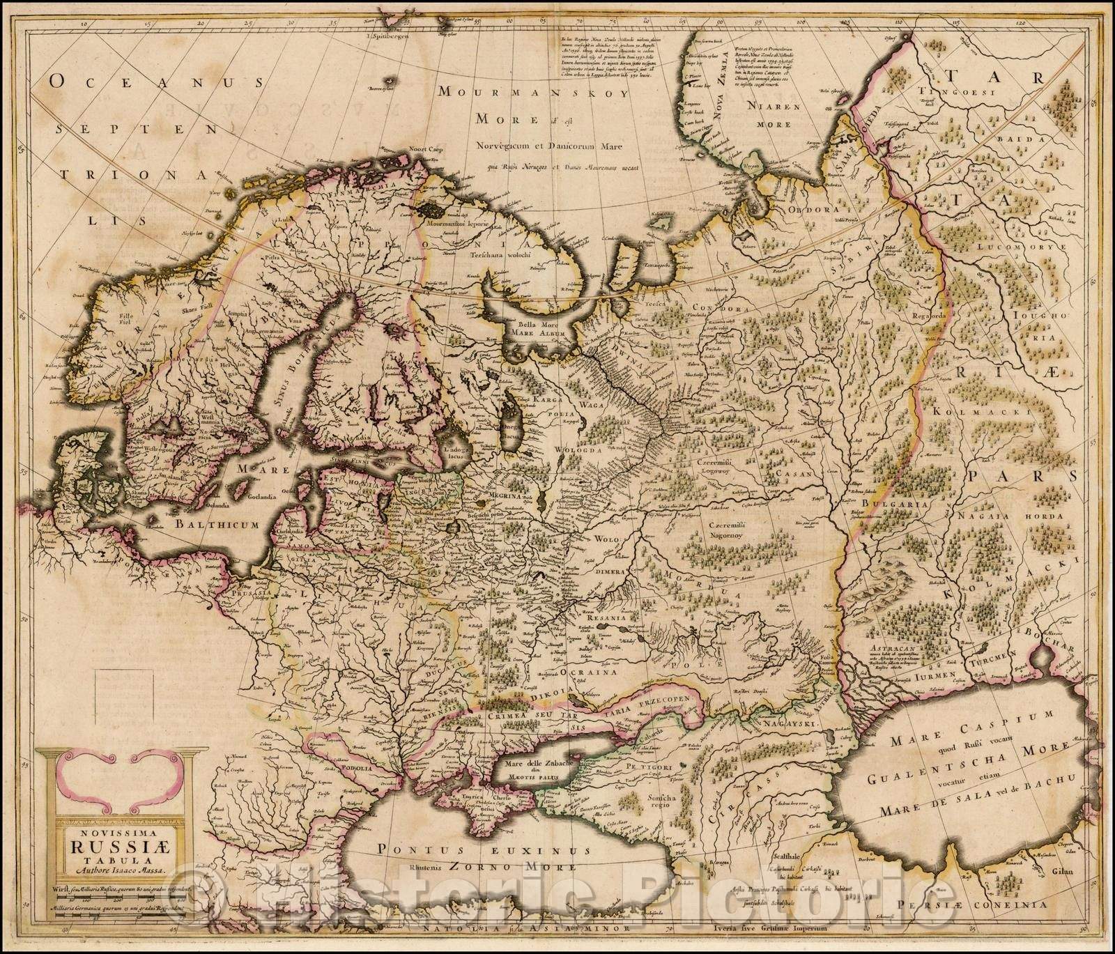 Historic Map - Novissima Russiae Tabula Authore Isaaco Massa, 1635, Henricus Hondius - Vintage Wall Art