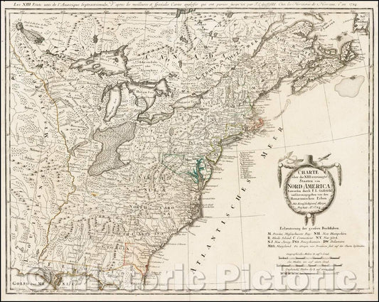 Historic Map - Charte uber die XIII vereinigte Staaten von Nord-America Entworfen, 1784, Franz Ludwig Gussefeld v1
