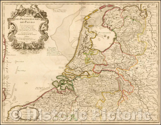 Historic Map - Carte des Provinces Unies Des Pays Bas, 1702, Philippe Buache - Vintage Wall Art