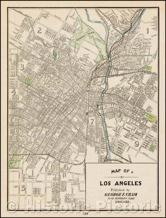 Historic Map - Map of Los Angeles, 1899, George F. Cram v5