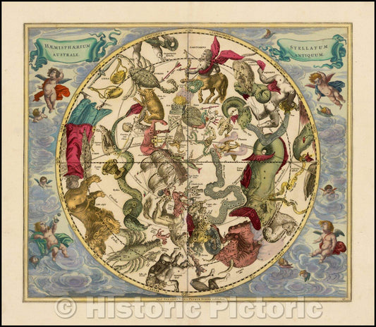 Historic Map - Haemisphaerium Stellatum Australe Antiquum, 1660, Andreas Cellarius v1