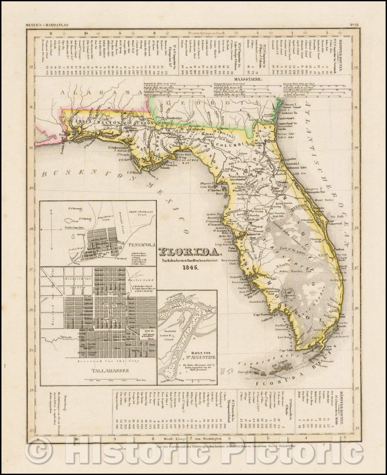 Historic Map - Florida. Nach den besten Quellen, 1845, Joseph Meyer v2
