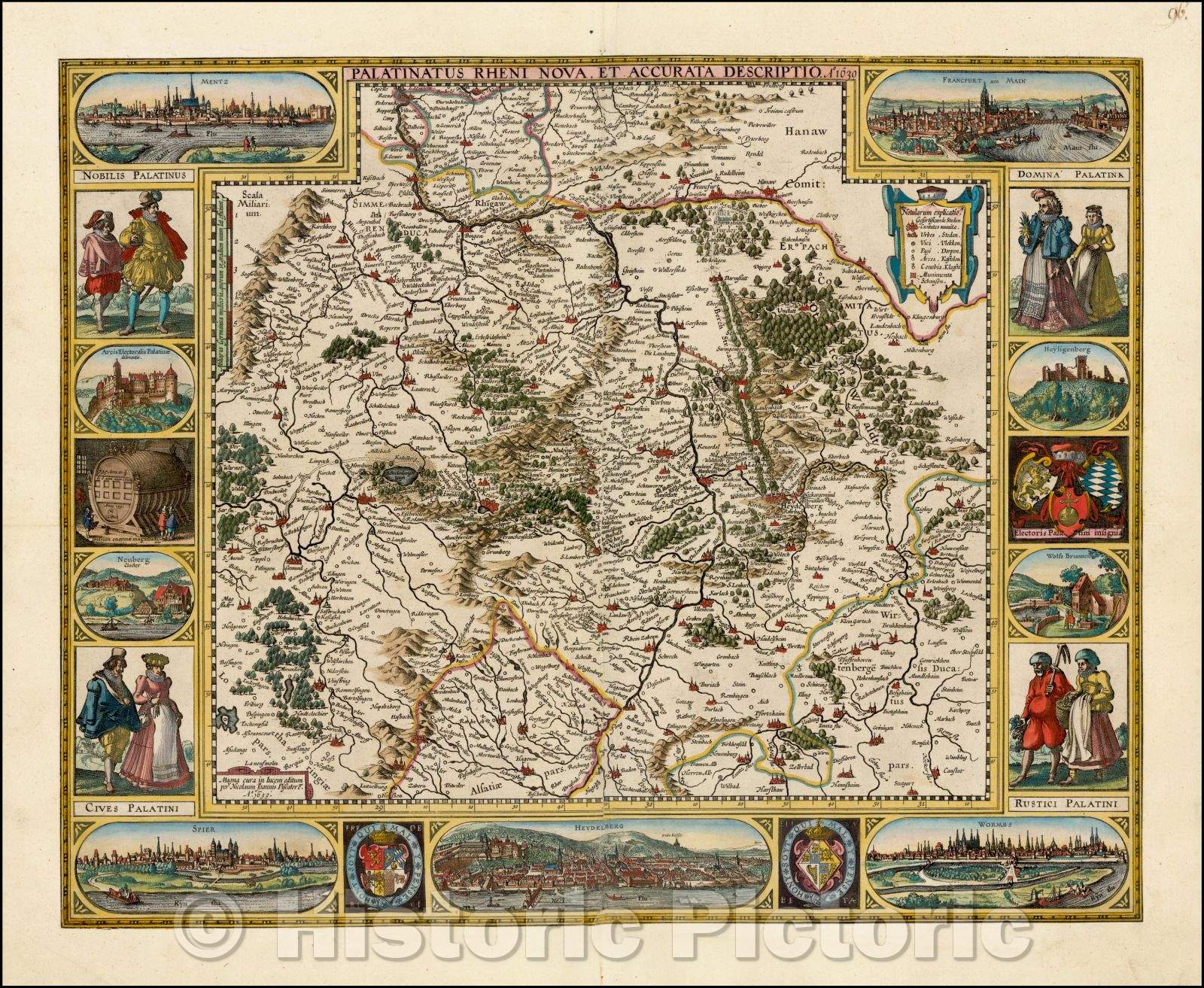 Historic Map - Palatinatus Rheni Nova et Accurata Descriptio Ao. 1630/Rhine Westphalia New and Nova Description Ao. 1630, 1633, Nicolaes Visscher I - Vintage Wall Art