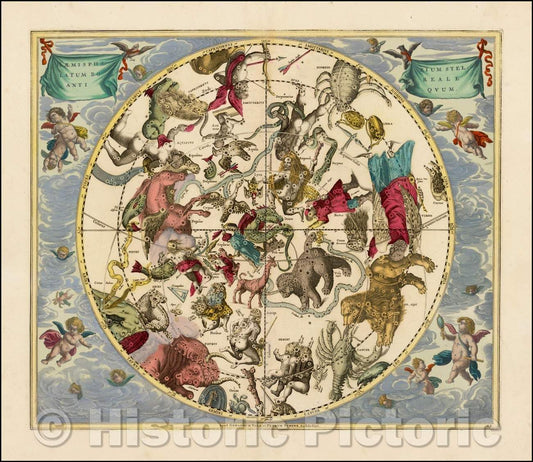 Historic Map - Haemisphaerium Stellatum Boreale Antiquum, 1660, Andreas Cellarius v1