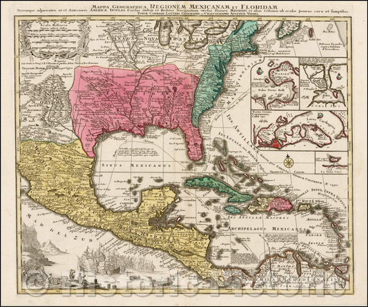 Historic Map - Regionem Mexicanam Et Floridam Terrasque adjacentes, ut et Anteriores Americae Insulas, Cursus itidem et Reitus Navigantium versus, 1740 v1