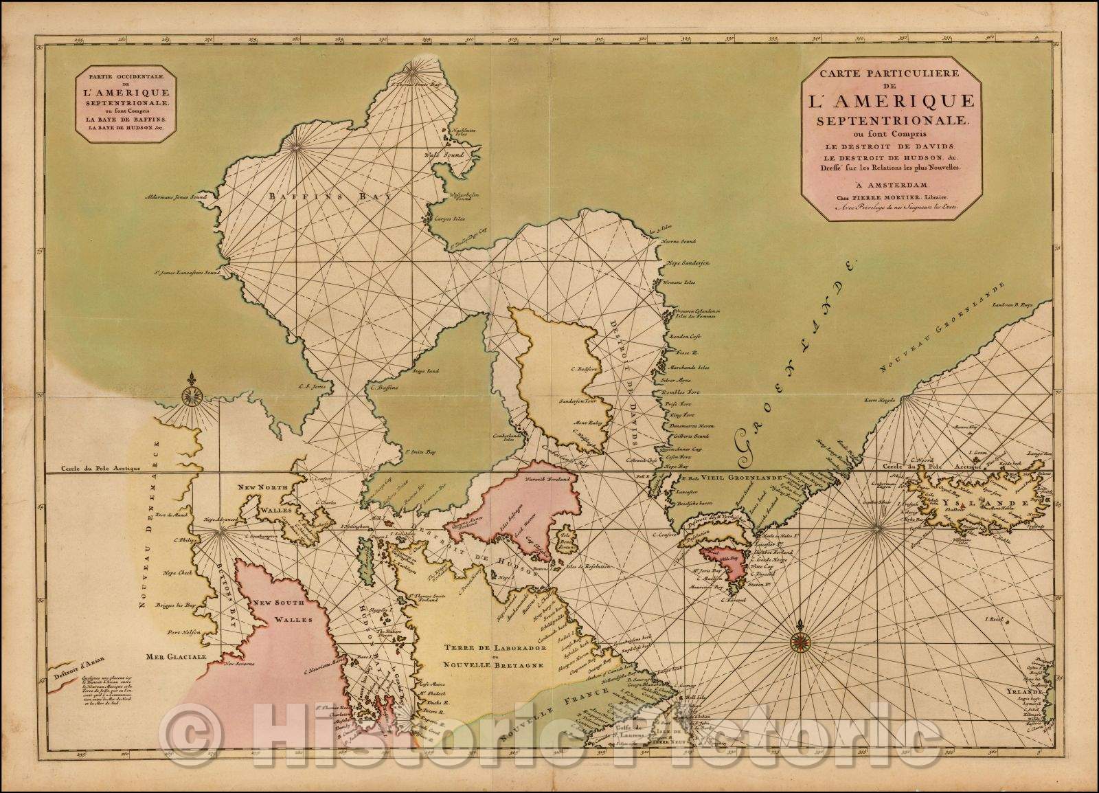 Historic Map - Carte Particuliere de L'Amerique Septentrionale, sour sont Compris Le Dest :: North America's, are sour, 1698 - Vintage Wall Art