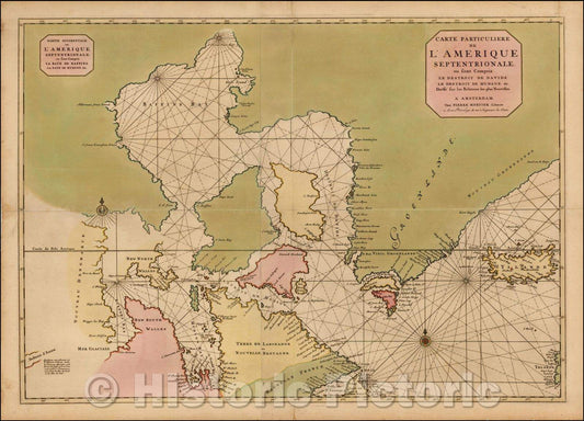 Historic Map - Carte Particuliere de L'Amerique Septentrionale, sour sont Compris Le Dest :: North America's, are sour, 1698 - Vintage Wall Art