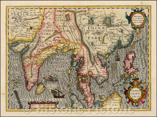 Historic Map - India Orientalis, 1619, Jodocus Hondius - Vintage Wall Art
