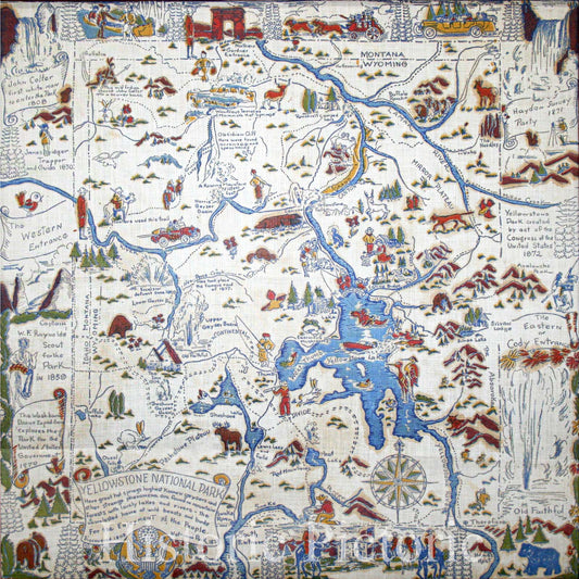 Historic Map - Yellowstone National Park great hot springs, 1930, Anonymous - Vintage Wall Art