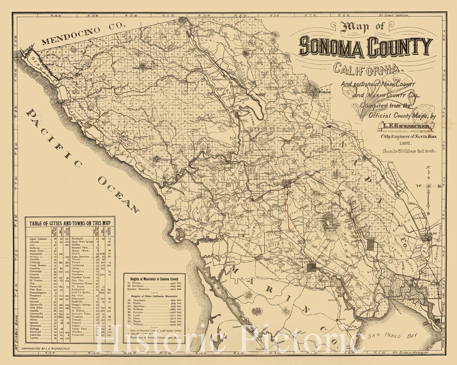 Sonoma County - Regional Map, 1902 | Historical Map Print