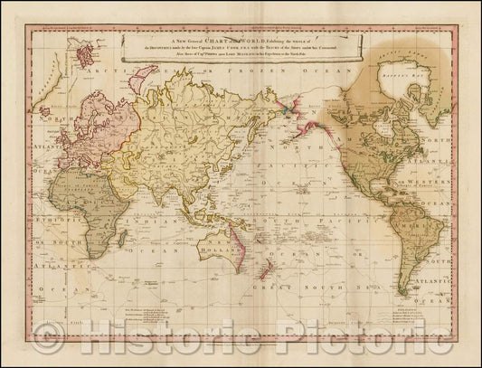 Historic Map - A New General Chart of the World. Exhibiting the Whole of the Discoveries made, 1787, William Faden - Vintage Wall Art