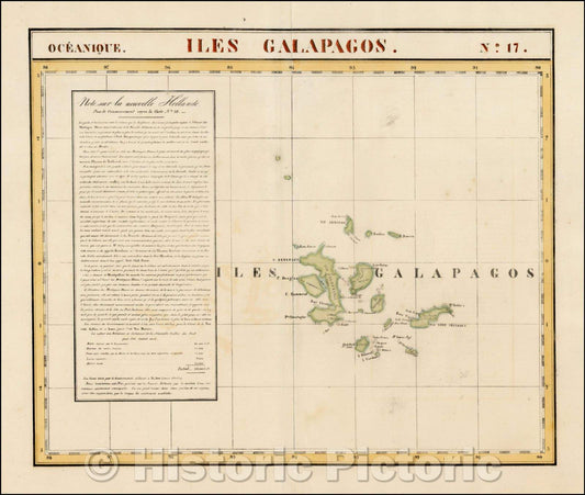 Historic Map - Iles Galapagos. Oceanique, 1825, Philippe Marie Vandermaelen v2