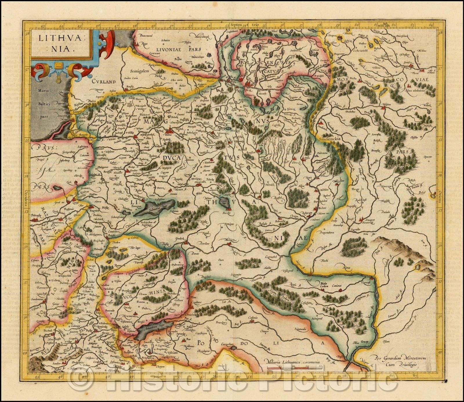 Historic Map - Lithuania, 1619, Rumold Mercator - Vintage Wall Art