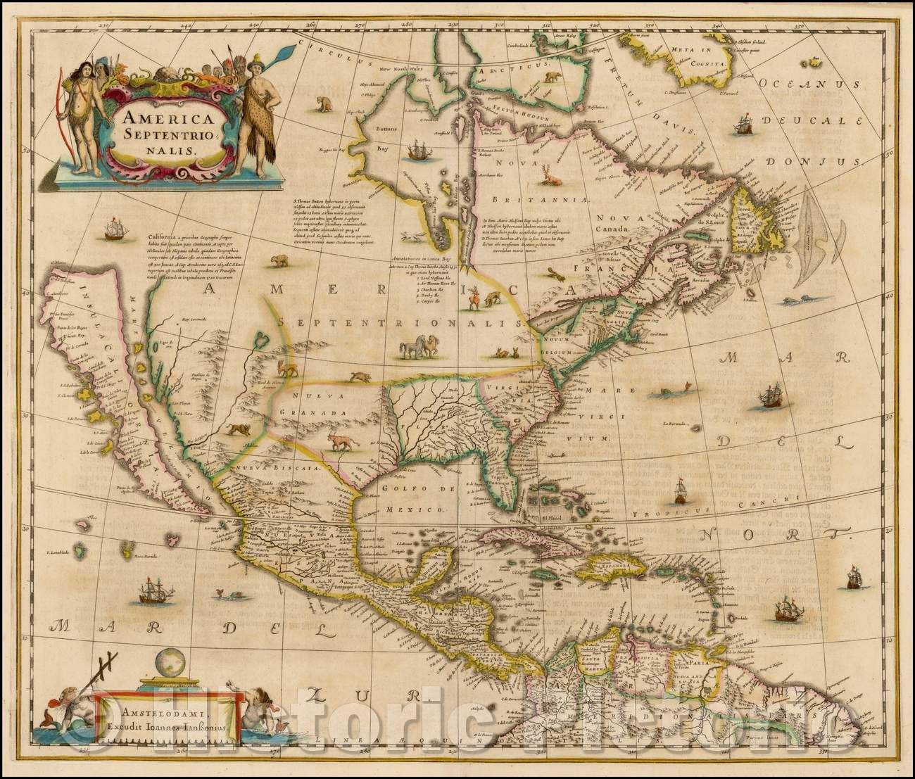 Historic Map - America Septentrionalis, 1641, Jan Jansson v3