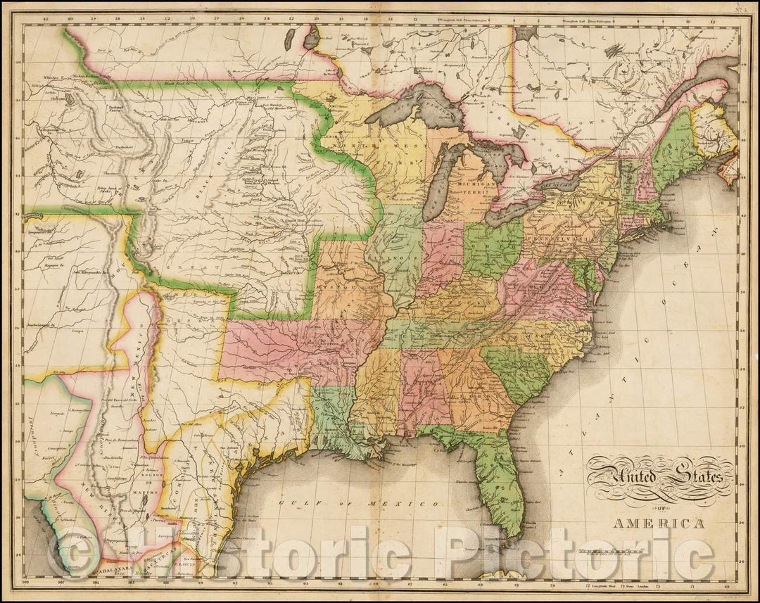 Historic Map - United States Of America, 1821, John Melish v2