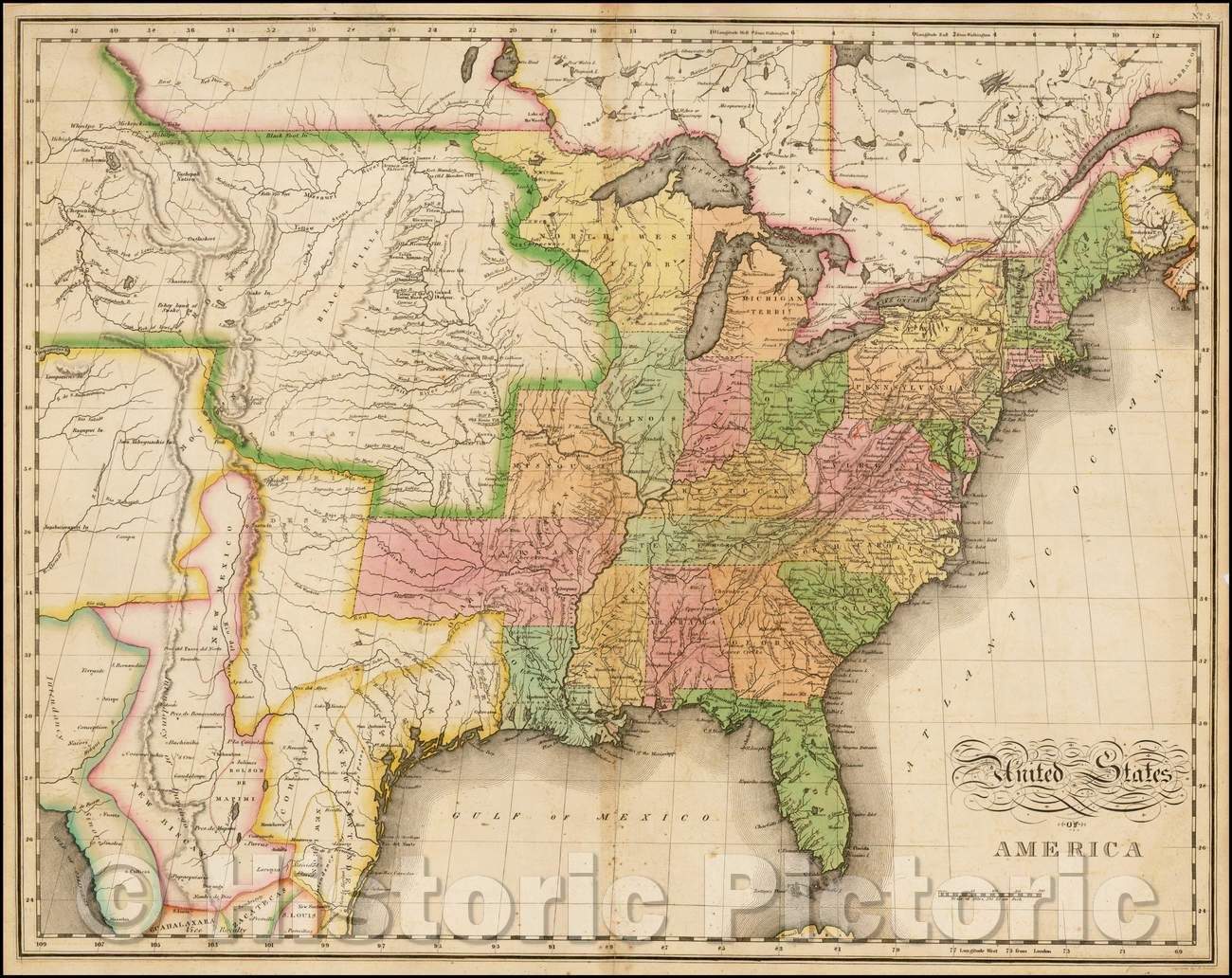 Historic Map - United States Of America, 1821, John Melish v2