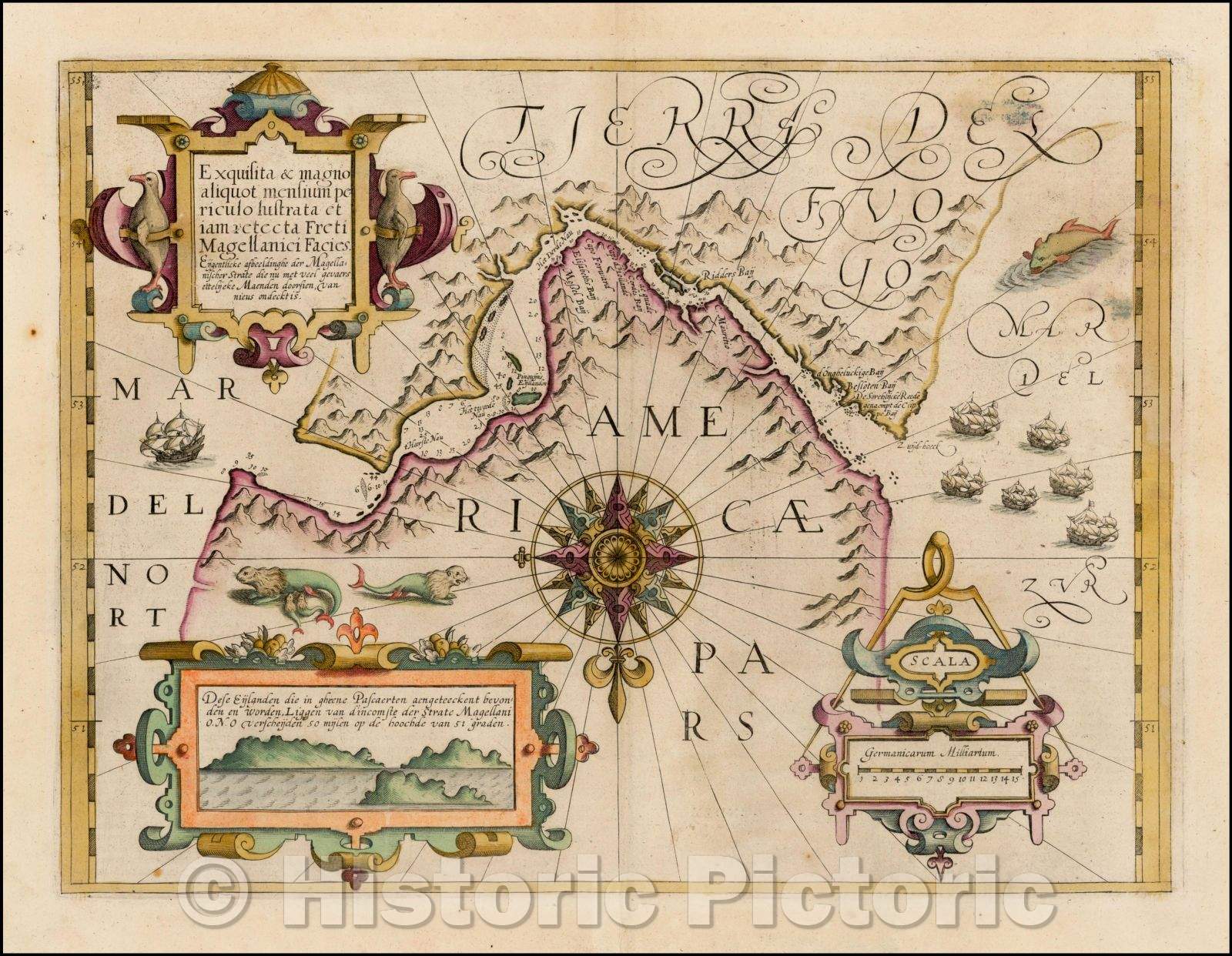Historic Map - Exquisita & magno aliquot mensium periculo Lustrata et iam retecta Freti Magellanici Facies, 1606, Gerard Mercator v5